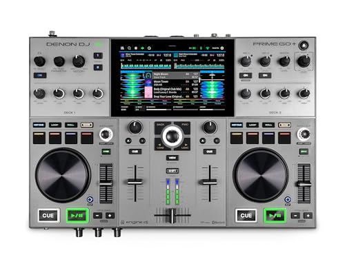 Denon DJ PRIME GO+ Controlador DJ portátil y mezclador con separación de stems, 2 decks, streaming por wifi, Bluetooth, control de luces y pantalla 7"