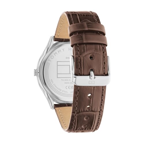 Tommy Hilfiger Reloj Analógico de Cuarzo para Hombre con Correa de Cuero Marrón - 1710536