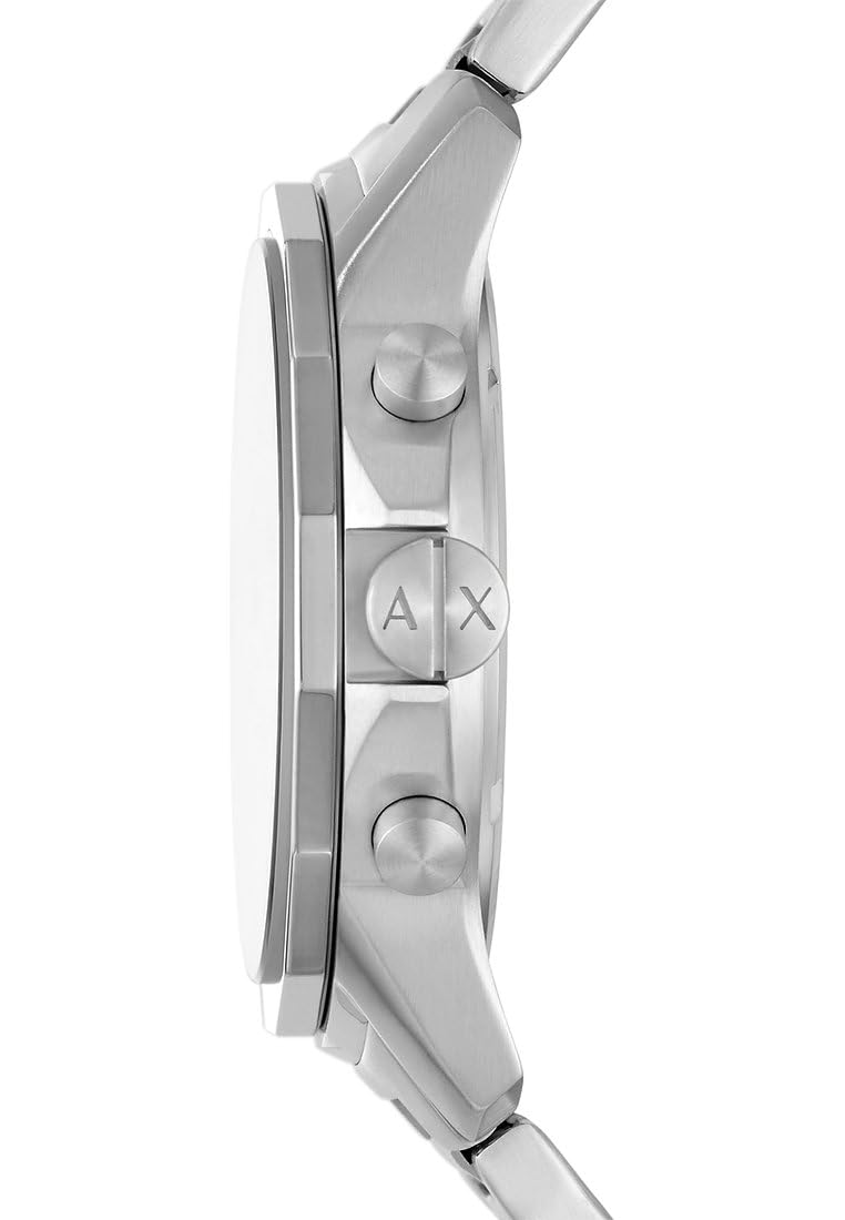 Armani Exchange Reloj Hombre, Movimiento cronógrafo de Cuarzo y Caja de 44mm con Correa de Acero Inoxidable