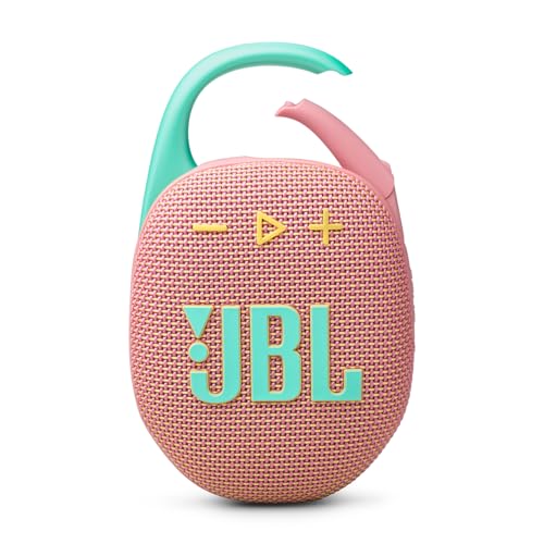 JBL Clip 5, Altavoz inalámbrico portátil con Bluetooth, resistente al agua y al polvo IP67, hasta 12h de reproducción y más con Playtime Boost activado, rosa