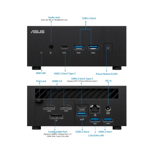 ASUS ExpertCenter PN52-BBR758HD - Mini Ordenador de sobremesa Barebone (AMD Ryzen 7 5800H, DisplayPort 1.4, Radeon Graphics, WiFi 6, Sin SO) Negro