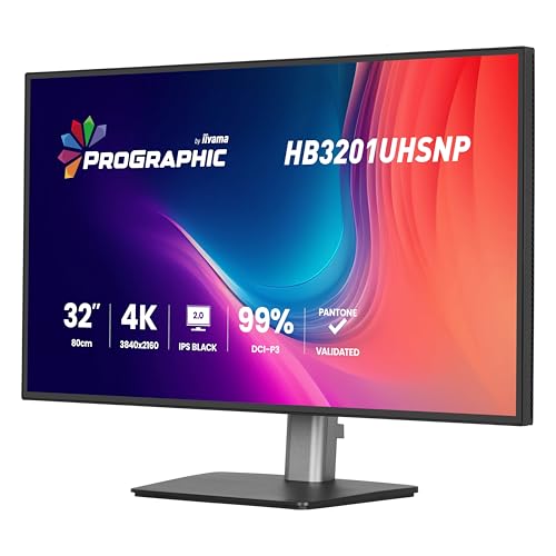 iiyama ProGraphic HB3201UHSNP-B1 32 IPS (DCI-P3 99%, sRGB 100%, validado por Pantone), UHD 3840 x 2160, 4 ms, 1 HDMI, 1 DP, 1 USB Tipo C 96 W PD, Salida DP