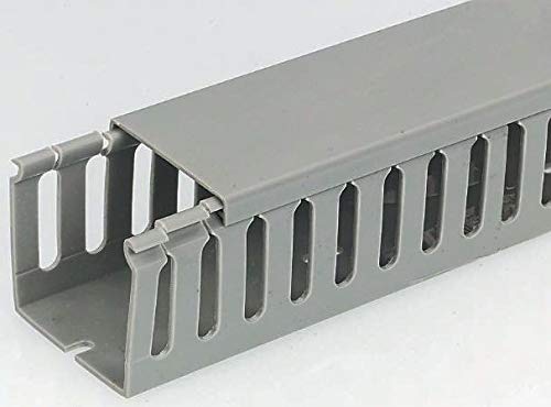 RS PRO Canal de cableado gris, 100 mm x 80 mm, longitud de 2 m, plástico, pared lateral abierta, paquete de 8 unidades