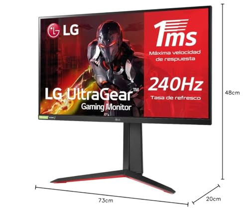 LG 27GP750-B - Monitor Gaming UltraGear 27 pulgadas, 240Hz, 1 ms, 1000:1, 400nit, DCI-P3 98%, 16:9, HDMI, DisplayPort, Tecnología Black Stabilizer, Conectividad Universal, Color Negro