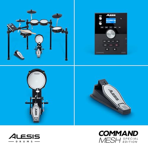 Alesis Command Mesh SE Kit Set de Batería Electrónica, Parches de Malla Doble Zona, Conexiones MIDI USB, 600 Sonidos Batería Eléctrica y Acústica