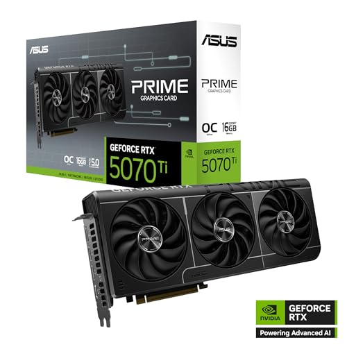 ASUS Prime GeForce RTX 5070 Ti 16GB GDDR7 OC Edition Tarjeta gráfica Compatible con SFF (PCIe 5.0, 16GB GDDR7, HDMI/DP 2.1, 2.5 Ranuras, Ventiladores Axial-Tech, BIOS Dual)