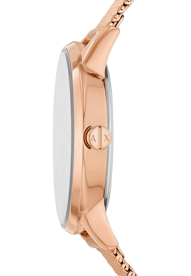 Armani Exchange Orologio da donna, Movimento al quarzo a due lancette e cassa da 28 mm con cinturino in acciaio inossidabile, Tono oro rosa