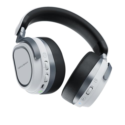 Turtle Beach Stealth 700 Blanco Playstation Auriculares de Juego Inalámbricos con 80hr Batería, Altavoces de 60 mm, Transmisores Duales y Bluetooth para PS5, PS4, PC y móviles