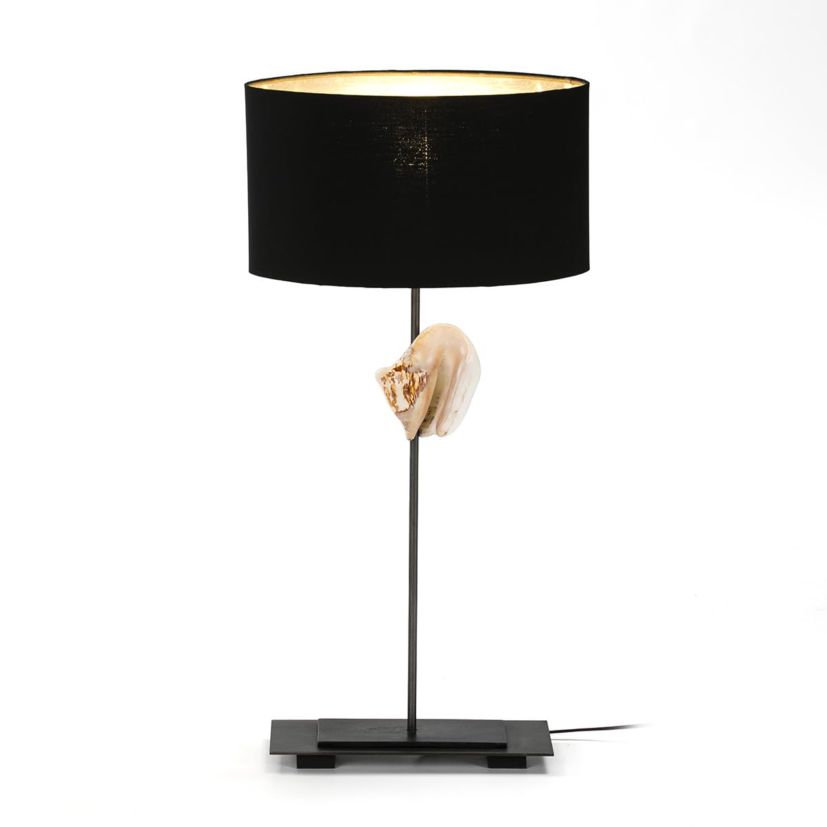 LAMPARA SOBREMESA 30X13X53 NACAR/METAL CON PANTALLA NEGRO