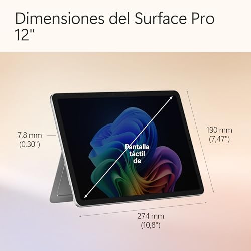 Microsoft Surface Pro | Copilot+ PC | Pantalla táctil LCD 12” | Snapdragon X Plus | 16GB RAM | Almacenamiento de 256GB | Último Modelo | Platino