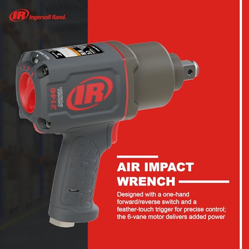 Ingersoll-Rand 2146Q1MAX Llave de Impacto Neumática 3/4 Pulgada - 2700 Nm Par de Tuerca, Ligera 3,5 kg - Tecnología Silenciosa y Control Óptimo