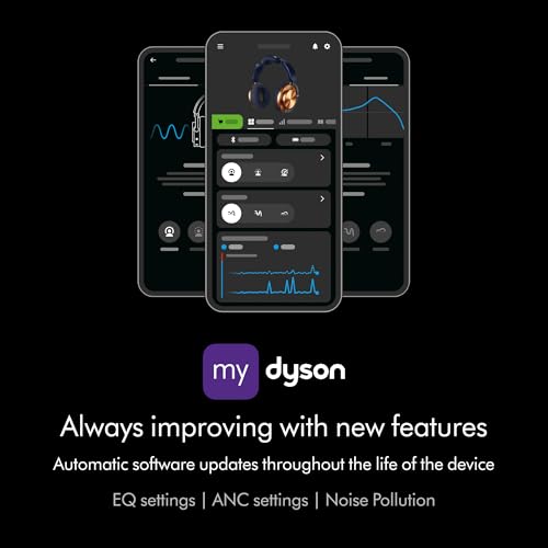 Dyson Ontrac Auriculares inalámbricos con cancelación Activa de Ruido – 55h de autonomía – Bluetooth 5.0 – Carga rápida de 10 min – 6 Hz a 21 kHz – Estuche de protección – (Azul de Prusia/Cobrizo)