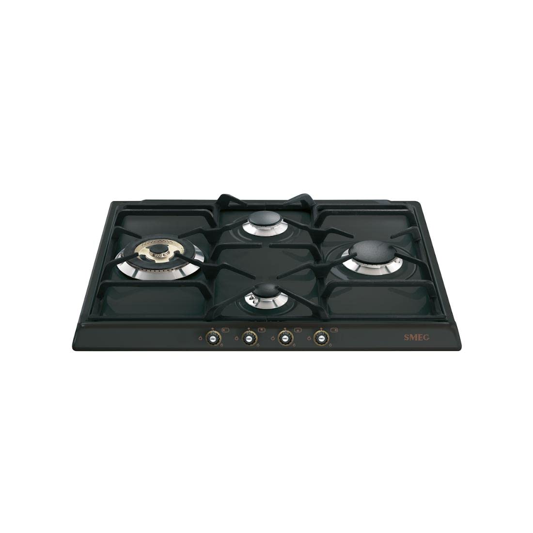 SMEG SR764AO, Placa de gas CORTINA, Anthracite (brass knobs)
