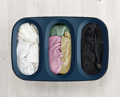 Joseph Joseph Tota Trio, Cesto de la ropa sucia con tapa, 90 litros, sistema de separación colada con 3 bolsos extraíbles con asas, Negro