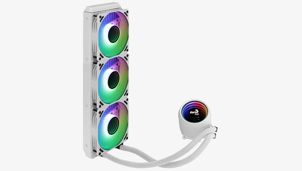 Aerocool, MIRAGEL360W, Refrigeración Líquida CPU, 3xVentilador 12cm ARGB, TDP 550W,Blanco