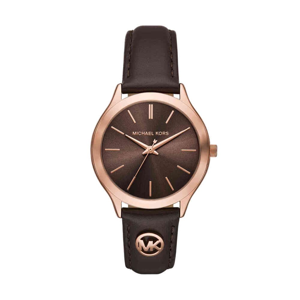 Michael Kors Reloj Slim Runway para Mujer, 38 mm, Movimiento trifuncional de Cuarzo con Correa de Piel