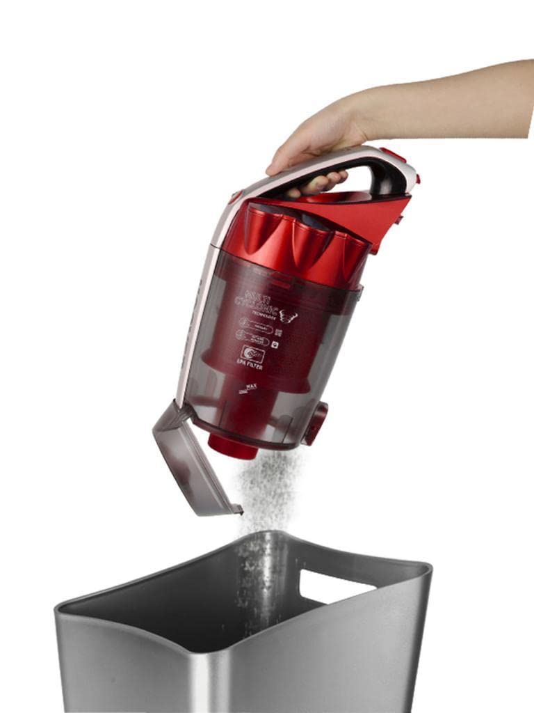 Hoover Khross KS50PET Aspirador sin Bolsa, Multiciclónico, Cepillo Pelo Mascota, Alfombras, Parquet, Accesorios a Bordo, Filtro EPA, 1.8L, 78dB, 550 W, Cable 7.5m, Plástico, Marrón/ Rojo/ Gris