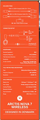 SteelSeries Arctis Nova 7 Wireless - Cascos Gaming Inalámbricos Multisistema - Controladores magnéticos de neodimio - 2,4GHz + Bluetooth - 38h de batería - Micro ClearCast Gen2 IA - PC,PS5,VR