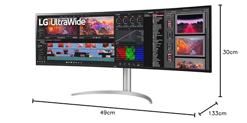 LG Electronics 49WQ95X-W.AEU IPS 32:9 UltraWide Monitor 49" (124,46 cm), QHD Wide 1440p, Curved TFT-LCD Activ Matrix con White LED Backlight, Antideslumbrante, Blanco