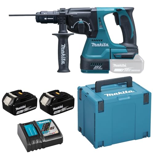 Makita DHR243RTJ 4700ppm Ión de litio 3400g martillo perforador inalámbrico - Martillo rotatorio (Ión de litio, 18 V, 3,4 kg, Negro, Azul)
