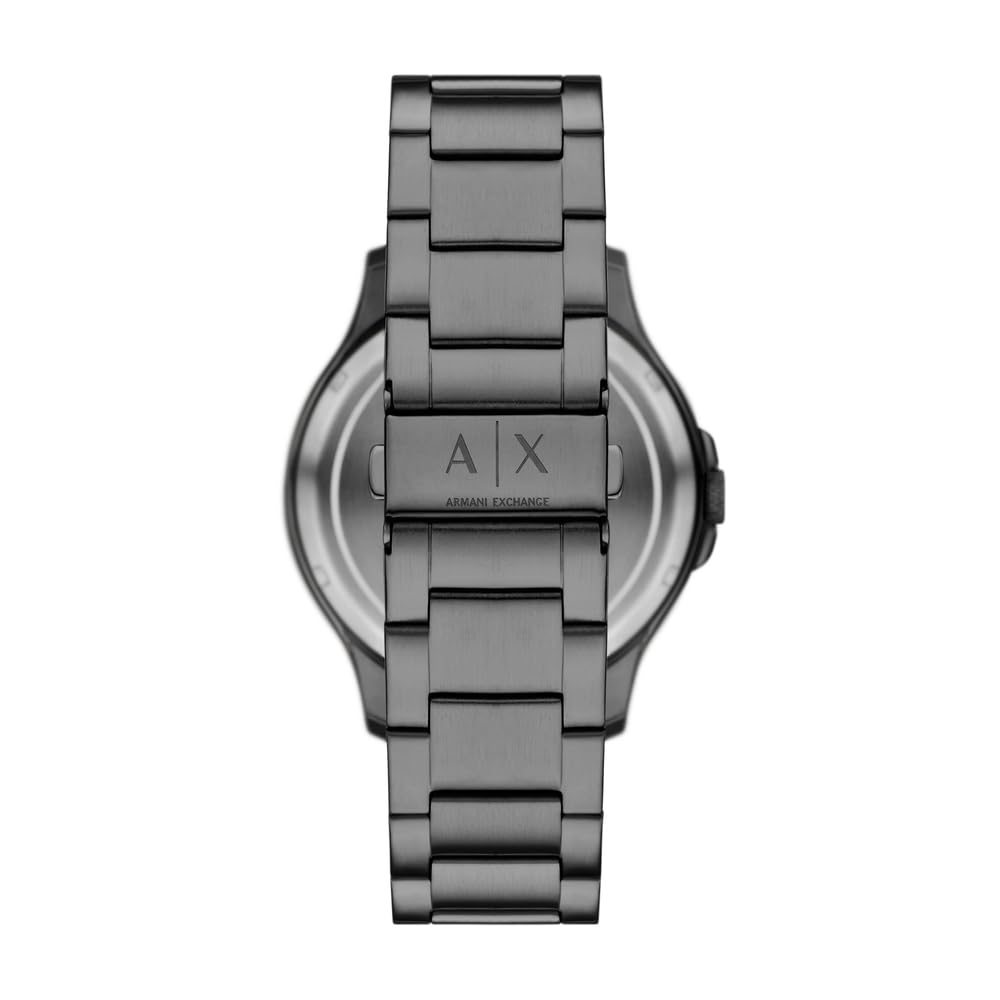 Armani Exchange Orologio da uomo, Movimento automatico a tre lancette e cassa da 46 mm con cinturino in Acciaio inossidabile, Carbón