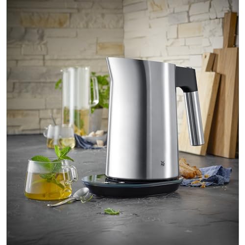 WMF Kineo Hervidor de agua con ajuste de temperatura, 1,6 l, filtro de cal, 3000 W, indicador de temperatura en vivo, hervidor eléctrico de agua de acero inoxidable mate