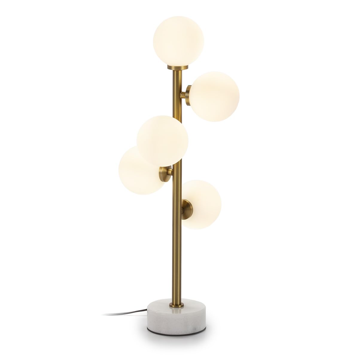LAMPARA SOBREMESA 22X22X61 CRISTAL BLANCO/MARMOL BLANCO/METAL DORADO
