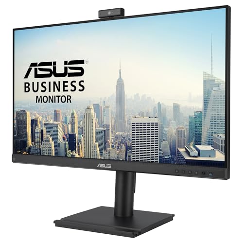 ASUS BE249QFK - Monitor para videoconferencias de 24", Full HD, IPS, 100 Hz, sin Marco, cámara Full HD, ergonómico, HDMI, Eye Care, Baja luz Azul, antiparpadeo, Montaje en Pared, sostenibilidad