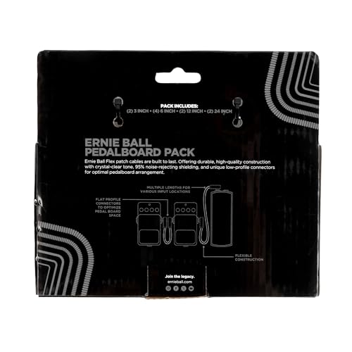 Ernie Ball Flex Patch Cables - Pedalera, paquete múltiple, color negro