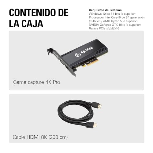 Elgato 4K Pro, Tarjeta de Captura Interna: Traspaso de señal 8K60|4K60 HDR10 con una latencia ultrabaja en PS5|Pro, Xbox Series X|S, Nintendo Switch 2, OBS y más, Streaming, Compatible PC y Dual PC
