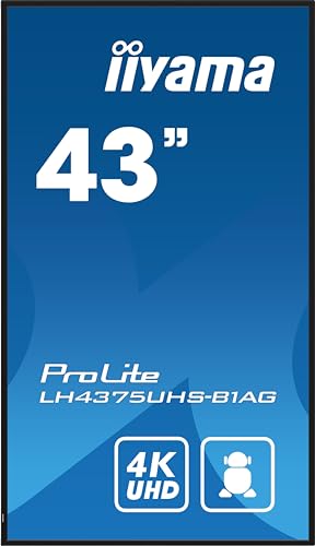 iiyama Prolite LH4375UHS-B1AG Pantalla Digital IPS LED 4K UHD HDMI DP in/out USB2.0 RS-232c RJ45 Reproductor Multimedia Android OS WiFi SDM-S Micro-SD 24/7 Negro 108cm 42,5"