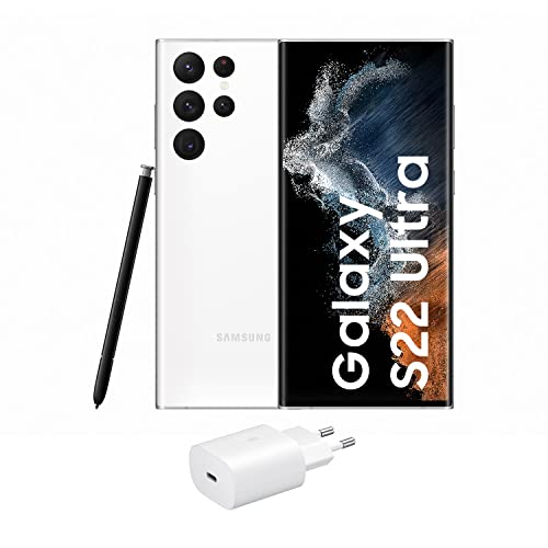 Samsung Galaxy S22 Ultra 5G (256 GB) Phantom Blanco + Cargador – Teléfono móvil libre, Smartphone Android (Versión Española)