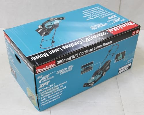 Makita DLM382PM2 - Cortacésped doble de iones de litio LXT de 18 V (36 V) de 38 cm con 2 baterías de 4,0 Ah y cargador de doble puerto