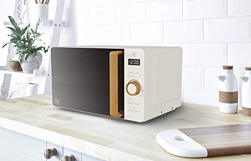 Swan Nordic Set Desayuno Hervidor de agua 1,7L 2200W, Tostadora Pan ranura ancha 2 rebanadas, Microondas 20L digital, diseño moderno, efecto madera, blanco