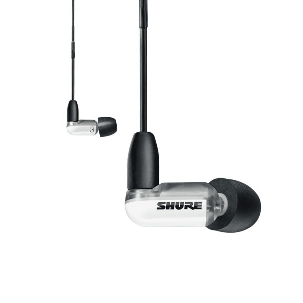 Shure Auriculares AONIC 3 con aislamiento de sonido con cable, sonido nítido, transductor único, ajuste intraural, cable desmontable, compatible con dispositivos Apple y Android - Color blanco