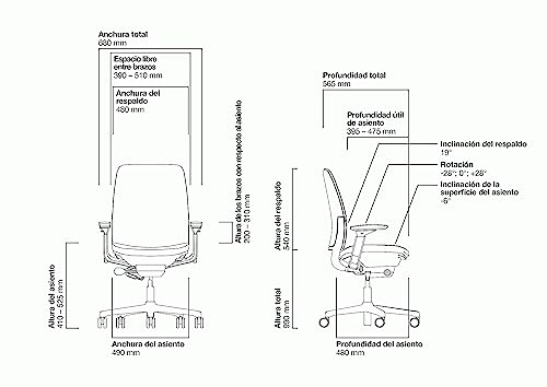 Steelcase Amia, silla de oficina ergonómica con sujeción lumbar regulable en altura y brazos regulables Ónix