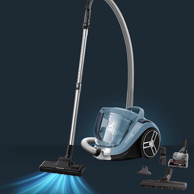 Rowenta Compact Power XXL Aspiradora con cable sin bolsa, motor EffiTech, depósito suciedad 2,5L, tecnología ciclónica, cabezal alta eficiencia, accesorio para mascotas, aspiradora silenciosa, RO4871