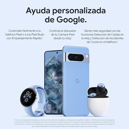 Google Pixel Watch 2 con Fitbit y Google - Control de frecuencia cardiaca, gestión del estrés y seguridad - Smartwatch Android - Caja de aluminio en tono plata - Correa deportiva en porcelana - Wi-Fi