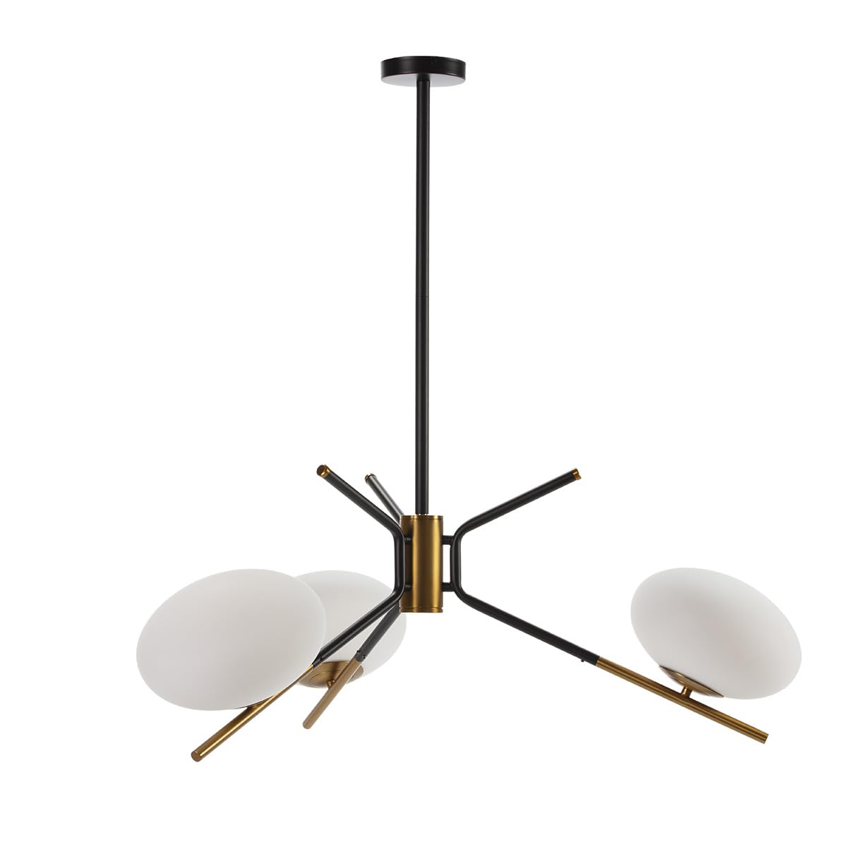 LAMPARA DE TECHO 94X94X100 CRISTAL BLANCO/METAL DORADO/NEGRO