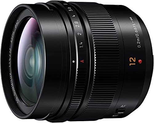 Panasonic LEICA DG SUMMILUX H-X012 - Objetivo Focal fija para cámaras de montura M4/3 (Focal 12 mm, F1.4, tamaño filtro 62 mm, lentes asféricas), negro