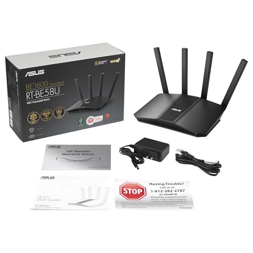 ASUS RT-BE58U - Router Extensible WiFi 7 AiMesh, 4K-QAM, MLO, WAN/LAN 2,5G con detección por IA, Cuatro Puertos 1G, Seguridad de Red Comercial, Control Parental, IoT, Red Infantil, VPN