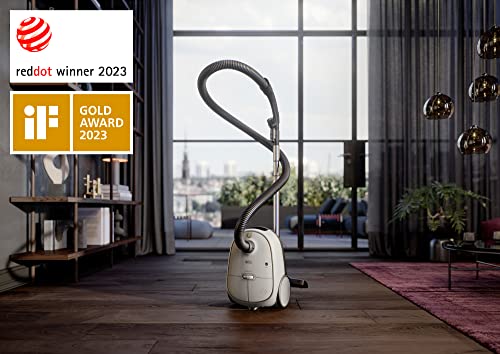 AEG AB61H6SW Aspiradora de Trineo con Bolsa, 850W de Potencia, 3,5L de Capacidad, Radio de acción 12m, Ruedas XL, Filtro Lavable, 3 cepillos + 3 Accesorios, 10 años garantía Motor, Blanco