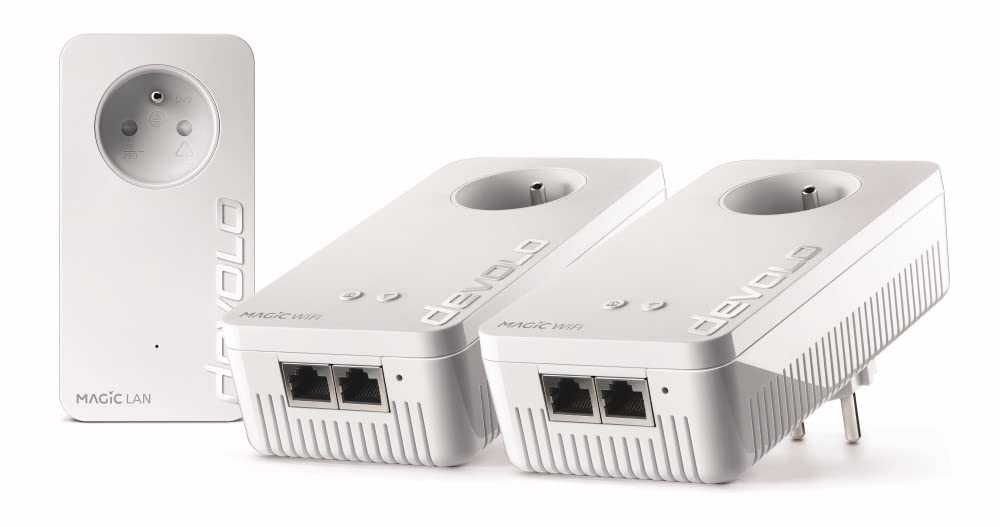 devolo Magic 2 WiFi Next - Kit de PLC de WiFi, para Varias Habitaciones, rápido (2400 Mbps, 5 Puertos Gigabit Ethernet), para el teletrabajo y la transmisión en Directo, Enchufe francés