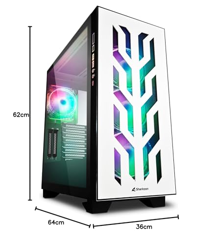 Sharkoon Elite Shark CA300T - Caja de Ordenador, PC Gaming, Torre E-ATX, Blanco