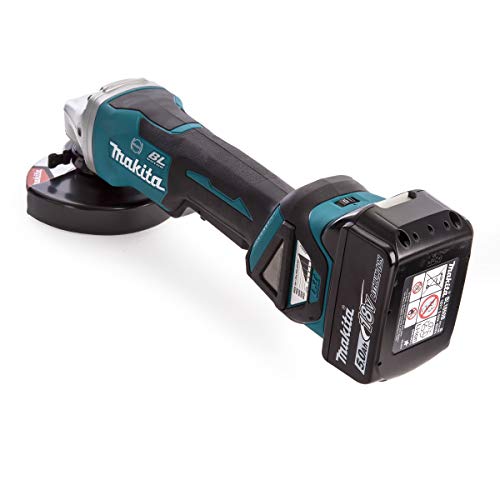 Makita DGA517RTJ - Amoladora angular inalámbrica (18 V, 5,0 Ah, con interruptor de remo, 2 baterías y cargador en MAKPAC, color negro)
