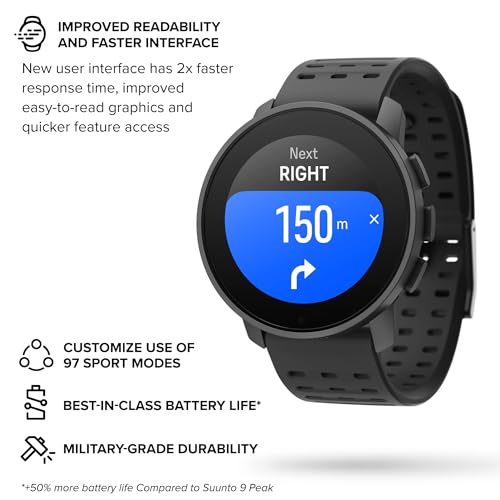 Suunto 9 Peak Reloj deportivo GPS con batería de larga duración y medición de frecuencia cardiaca en la muñeca