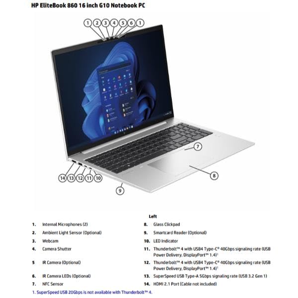 HP Inc Notebook Marca Modelo EBK 860 G10 I7 32/1TB W11P OLED 3YW