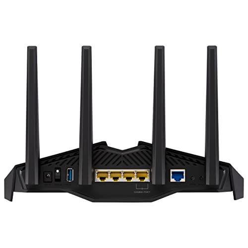 ASUS RT-AX82U V2, Router Gaming AX5400 WiFi 6 extensible de dos bandas, puerto para juegos, modo Mobile Game, Aura RGB, compatible con PS5, seguridad de red, Instant Guard, VPN, compatible con AiMesh