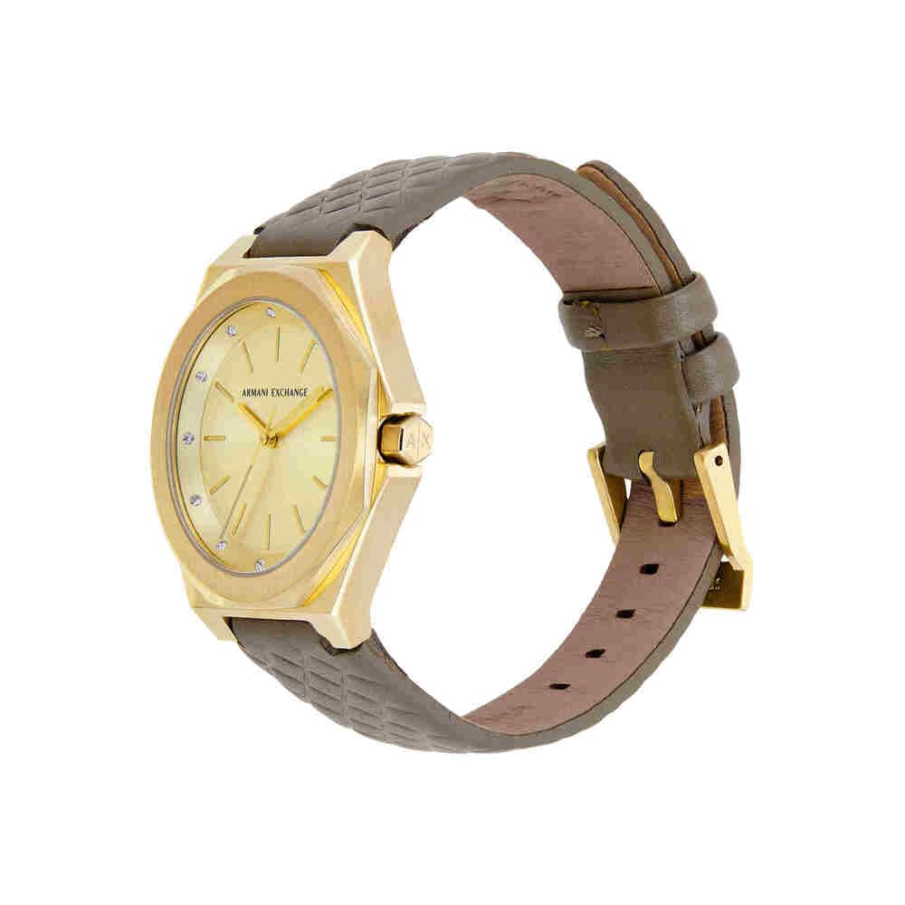 Armani Exchange Orologio da Donna, Movimento al quarzo a tre lancette e cassa da 34 mm con cinturino in Acciaio o Pelle