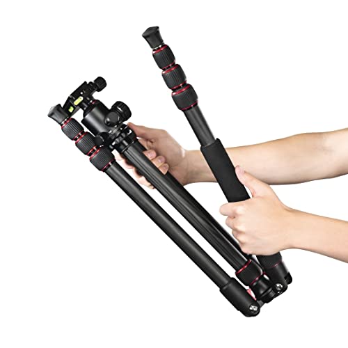 Hama Ramble II Duo - Trípode para cámara 2 en 1 y Soporte para teléfono móvil con Soporte para teléfono móvil, trípode Estable y Ligero de Carbono, trípode para Fotos de 3 Posiciones Extensible máx.